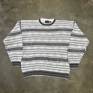 Vintage 90s Etchings White Pattern Knit Sweater